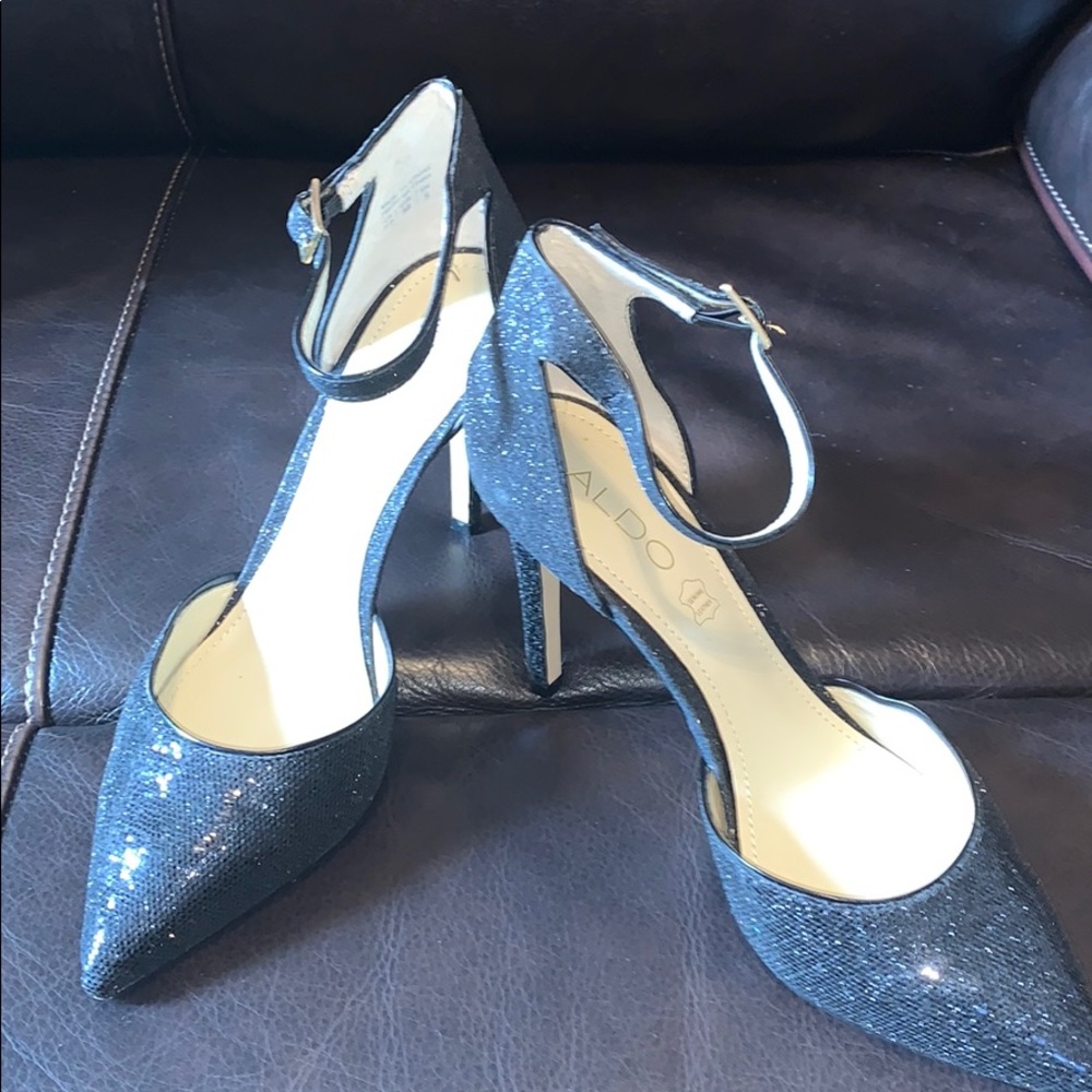 Black Sparkle tie around the ankle shoes